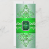 Emerald Green Monogram Ribbon Wedding Uitnodiging (Voorkant)