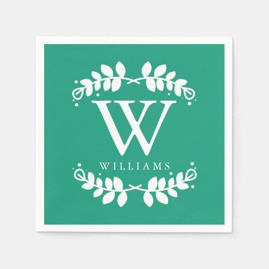 Emerald Green Monogram Servet (Voorkant)