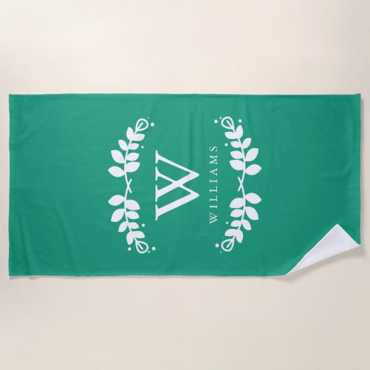 Emerald Green Monogram Strandlaken (Voorkant)
