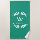 Emerald Green Monogram Strandlaken (Voorkant)