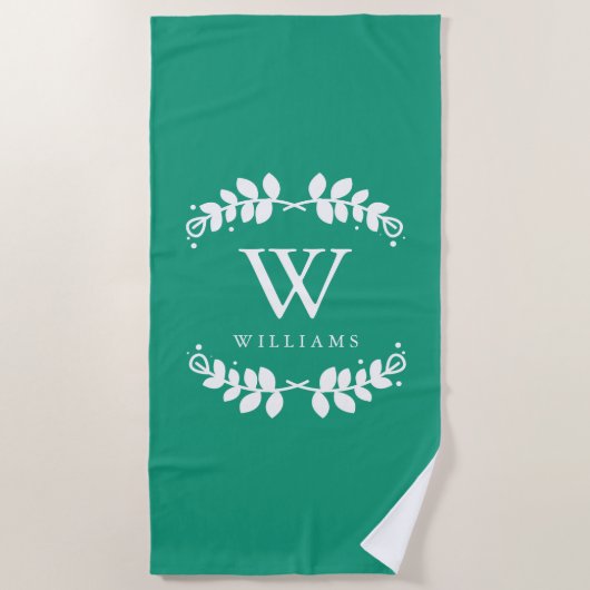 Emerald Green Monogram Strandlaken (Voorkant)