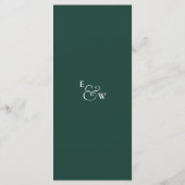 Emerald Green Monogram Trouwbedankje Place Card Menu (Achterkant)