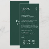 Emerald Green Monogram Trouwbedankje Place Card Menu (Voorkant / Achterkant)