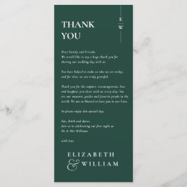 Emerald Green Monogram Trouwbedankje Place Card Menu