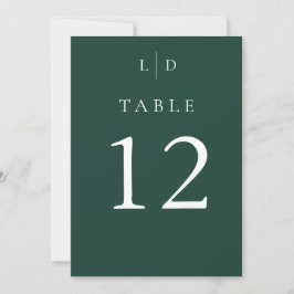 Emerald Green Monogram Trouwtafel Nummers Kaart