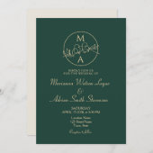 Emerald Green Monogram Wedding Kaart (Voorkant / Achterkant)