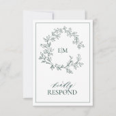 Emerald Green Monogram Wedding RSVP Kaart (Voorkant)