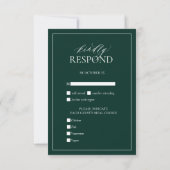 Emerald Green Monogram Wedding RSVP Kaart (Achterkant)