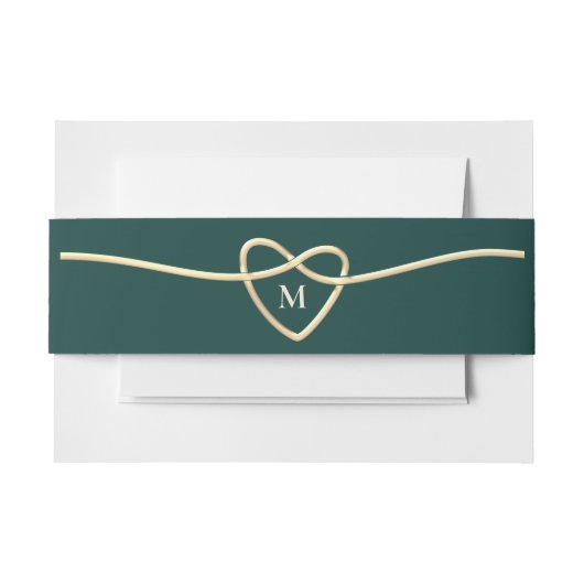 Emerald Green Monogram Wedding Uitnodigingen Wikkel (Voorkant Voorbeeld)