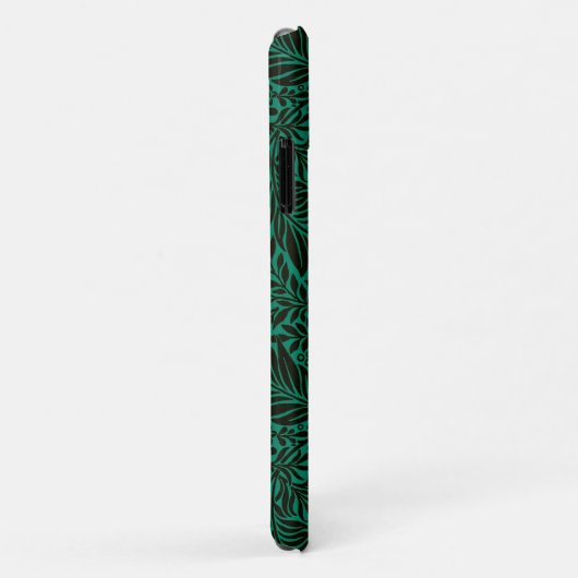 Emerald Green Monogrammed Botanical Pattern Case-Mate iPhone Case (Achterkant/rechts)