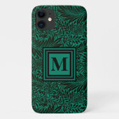 Emerald Green Monogrammed Botanical Pattern Case-Mate iPhone Case (Achterkant)