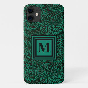 Emerald Green Monogrammed Botanical Pattern Case-Mate iPhone Case