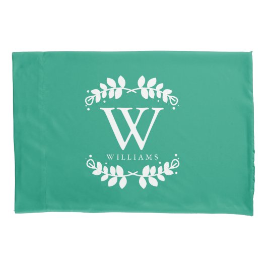 Emerald Green Monogrammed Kussensloop (Voorkant)