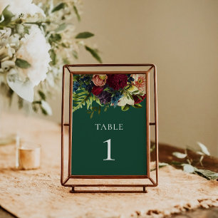 Emerald Green Moody Bloemen Bourgondische bruiloft Kaart