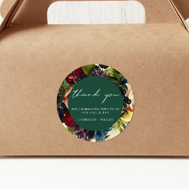 Emerald Green Moody Bloemen Bourgondische bruiloft Ronde Sticker