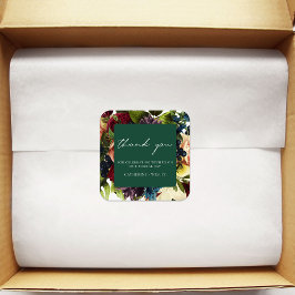 Emerald Green Moody Bloemen Bourgondische bruiloft Vierkante Sticker
