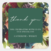 Emerald Green Moody Bloemen Bourgondische bruiloft Vierkante Sticker (Voorkant)