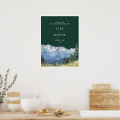 Emerald Green Mountain Floral Wedding Welcome Sign Poster (Keuken)