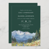 Emerald Green Mountain Wildflower Floral Wedding Kaart (Voorkant / Achterkant)
