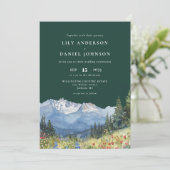 Emerald Green Mountain Wildflower Floral Wedding Kaart (Staand voorkant)