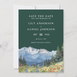 Emerald Green Mountain Wildflower Floral Wedding Save The Date