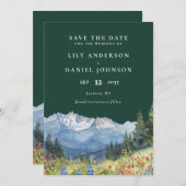 Emerald Green Mountain Wildflower Floral Wedding Save The Date (Voorkant / Achterkant)