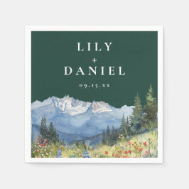 Emerald Green Mountain Wildflower Floral Wedding Servet