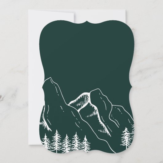 Emerald Green Mountains Pine Tree Outdoor Wedding Kaart (Achterkant)