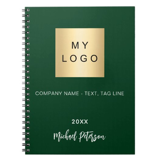 Emerald green name script business logo notitieboek (Voorkant)