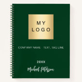 Emerald green name script business logo notitieboek (Voorkant)