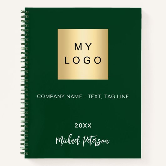 Emerald green name script business logo notitieboek (Voorkant)