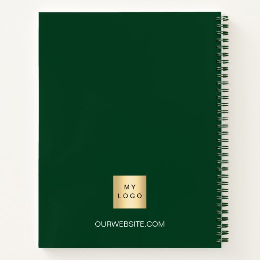 Emerald green name script business logo notitieboek (Achterkant)