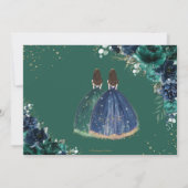 Emerald Green Navy Bloemen Prinsessen Quinceañera Save The Date (Achterkant)