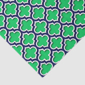 Emerald Green Navy White Moroccan Quatrefoil #5DS Tissuepapier (Detail)