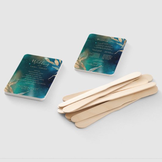 Emerald green nebula Melkwega night sky golden fol Handwaaier (Niet-gemonteerd)