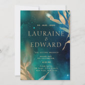 Emerald green nebula Melkwega night sky golden fol Kaart (Voorkant)