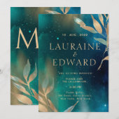 Emerald green nebula Melkwega night sky golden fol Kaart (Voorkant / Achterkant)