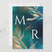 Emerald green nebula Melkwega night sky golden fol Kaart (Achterkant)