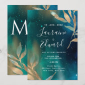 Emerald green nebula Melkwega night sky golden fol Kaart (Voorkant / Achterkant)