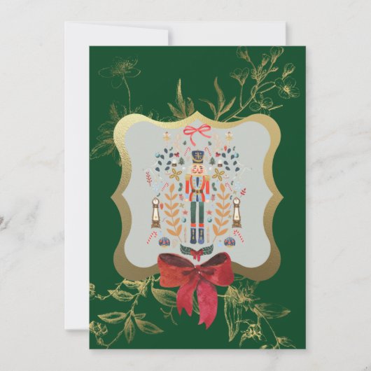 Emerald Green Nutcracker Kerstfeestdag Kaart (Voorkant)