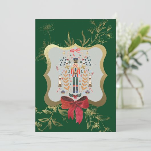 Emerald Green Nutcracker Kerstfeestdag Kaart (Staand voorkant)