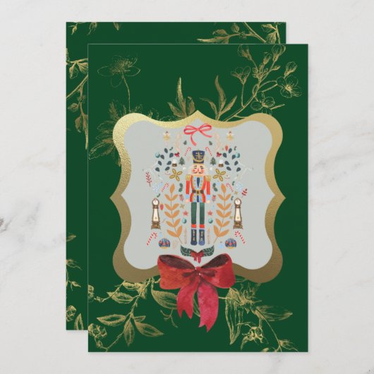 Emerald Green Nutcracker Kerstfeestdag Kaart (Voorkant / Achterkant)