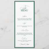 Emerald Green Old Money Wedding Dinner Menu Card (Voorkant)