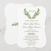 Emerald Green Olive Wreath Monogram Wedding Kaart (Voorkant / Achterkant)