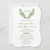 Emerald Green Olive Wreath Monogram Wedding Kaart (Voorkant)