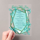 Emerald green op een beeldhouwtextuur die de achte acryl uitnodigingen (Insitu (Draagbaar))