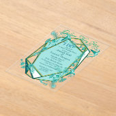 Emerald green op een beeldhouwtextuur die de achte acryl uitnodigingen (Laagn)