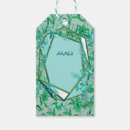 Emerald green op een getextureerde onderkant van e cadeaulabel