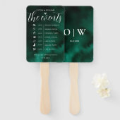 Emerald Green Order of Events Wedding Program Handwaaier (Voorkant en achterkant)