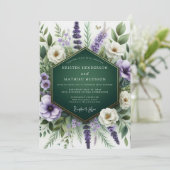 Emerald Green Organic Meadow Wedding Kaart (Staand voorkant)